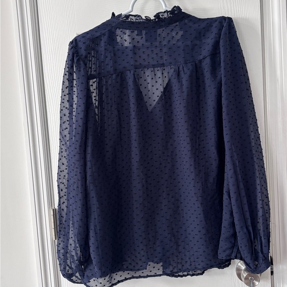 💚GAP Women's Navy Sheer Blouse - Picture 3 of 8